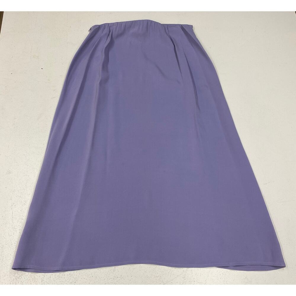 VTG Eileen Fisher 100% silk lavender 2-piece button jacket coat skirt set suit L - Picture 5 of 7